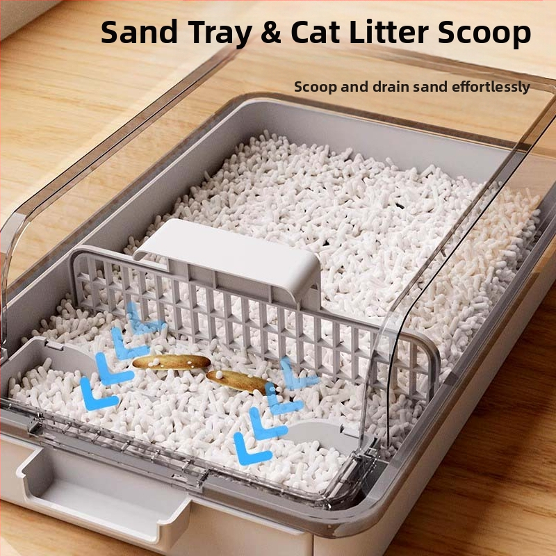 Box na mačací piesok – proti špliechaniu, polo otvorený dizajn, deodorant, PVC materiál, tovar kód F99T96TJ66MS57