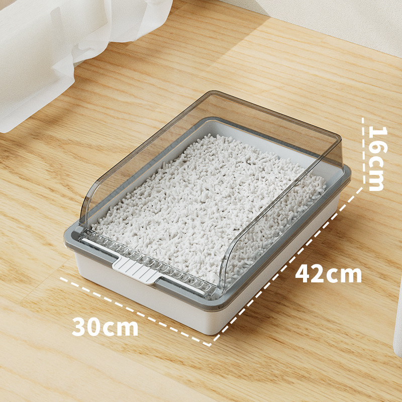 Kaķu smilšu kaste – pret šļakatām, pusslēgta konstrukcija, atsvaidzinošs PVC materiāls, preces kods F99T96TJ66MS57