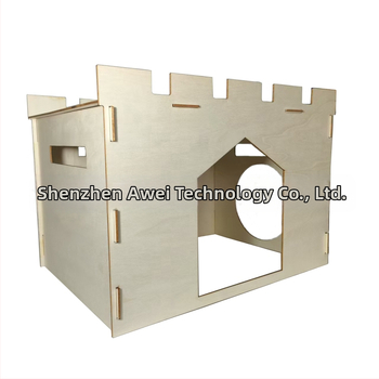 Ξύλινο σπίτι για κατοικίδια με ευρύ μπαλκόνι και κρυφό κάστρο - qp-1008