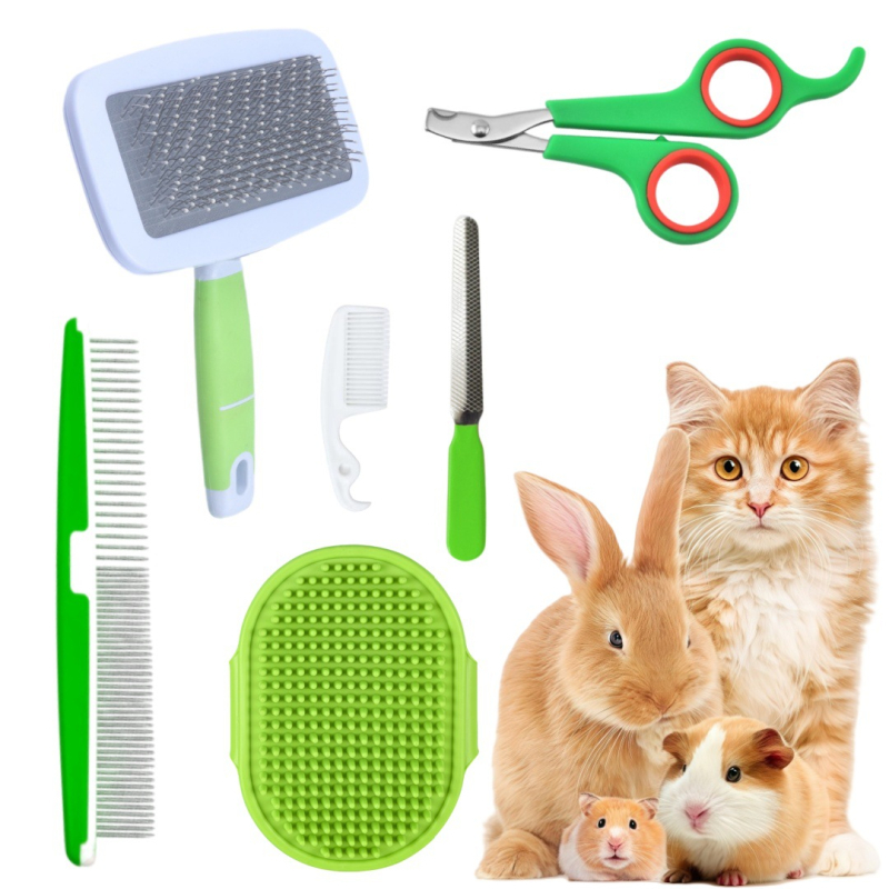 Χτένα με δόντια για κατοικίδια με αντιολισθητική λαβή — βούρτσα γούνας γάτας και σκύλου