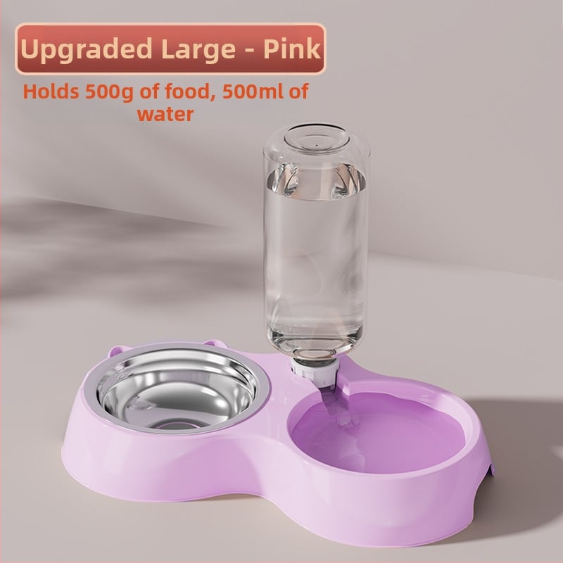 Automatinis katės ėdikas ir vandens dubuo iš nerūdijančio plieno, modelis 00089613, prekės ženklas Qiang Hong