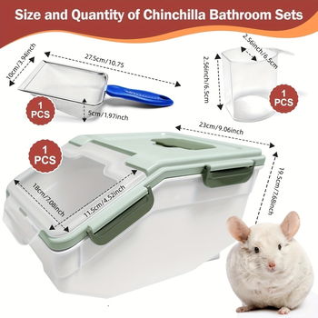 Σετ δοχείου για μπάνιο με άμμο, περιλαμβάνει κύπελλο για άμμο και κουτάλι, από πλαστικό, κατάλληλο για μικρά θηλαστικά