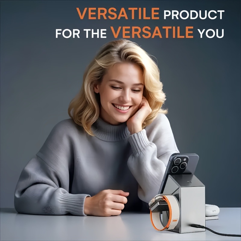 Μαγνητικός Ασύρματος Φορτιστής 3-σε-1 για Τηλέφωνο, Ακουστικά και Smartwatch - Μέγ. 15W, QC4.0, PD Φορτιστής, 3A Έξοδος