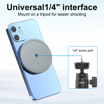 Магнитна стойка за телефон с MagSafe алуминиева база, 1/4 винтово отверстие, метална конструкция, минималистичен дизайн