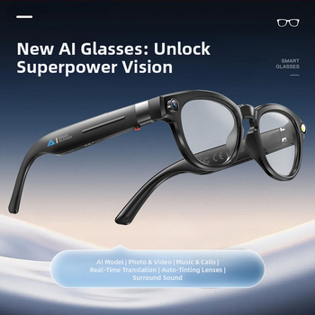 Έξυπνα γυαλιά με κάμερα 8 MP, εσωτερική μνήμη 4 GB, ζωντανή μετάφραση AI, φοριούνται στο κεφάλι, συμβατά με Android και iOS