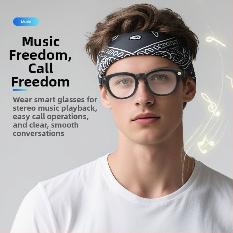 Έξυπνα γυαλιά με κάμερα 8 MP, εσωτερική μνήμη 4 GB, ζωντανή μετάφραση AI, φοριούνται στο κεφάλι, συμβατά με Android και iOS