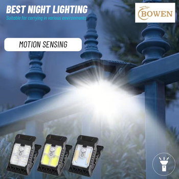 Соларна клип лампа с датчик за движение - IP65 водоустойчива, 10W, 3.7V, 6–12 ч работа