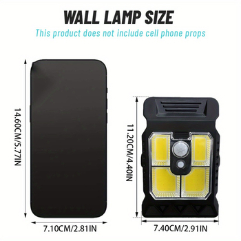 Соларна клип лампа с датчик за движение - IP65 водоустойчива, 10W, 3.7V, 6–12 ч работа