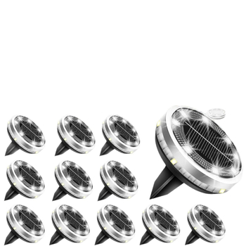 Saulės energijos požeminis apskritas kiemo šviestuvas su šoniniu apšvietimu, SMD2835 0,5W 1,2V, 16–24 val. veikimo laikas, indukcinis jungiklis