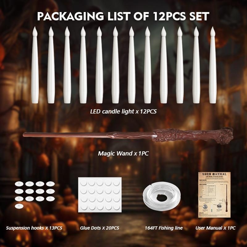 Karácsonyi és Halloween lángoló gyertya varázspálcával és távirányítóval, anyag: textil, európai–amerikai stílus