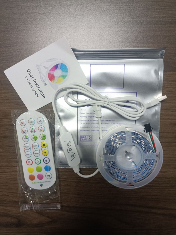 RGB LED лента 5V, 30 светодиода/м, 5050, дистанционно + приложение за управление, регулиране на яркостта