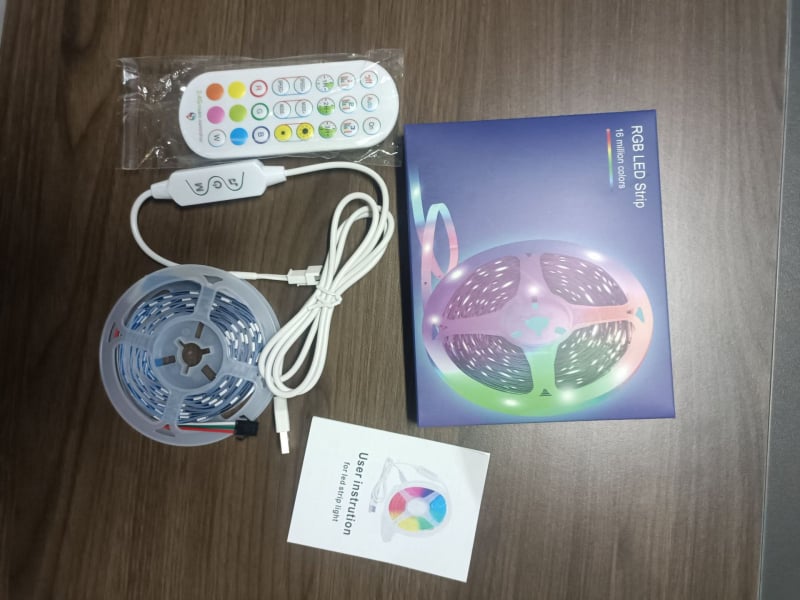 RGB LED лента 5V, 30 светодиода/м, 5050, дистанционно + приложение за управление, регулиране на яркостта