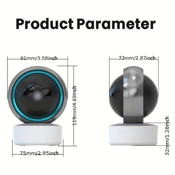 HOYIVISION Ασύρματη WiFi PTZ Κάμερα Επιτήρησης Εσωτερικού Χώρου, Οριζόντια Περιστροφή 355°, Κάθετη 90°, ABS Κέλυφος, Τροφοδοσία DC5V, Μοντάζ σε τοίχο/οροφή ή επίπεδη επιφάνεια