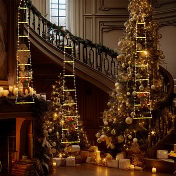 Коледна LED стълба светлина за външна украса, 300 светодиода, IP55, напрежение ≤36V, температура на цвета 300K, живот 10 години