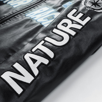 Vyrų PU odinė striukė su stačios apykaklės, ilgomis rankovėmis, atsparus išorinis audinys, jaunatviškas stilius