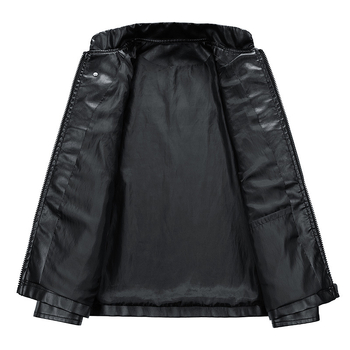 Vyrų PU odinė striukė su stačios apykaklės, ilgomis rankovėmis, atsparus išorinis audinys, jaunatviškas stilius