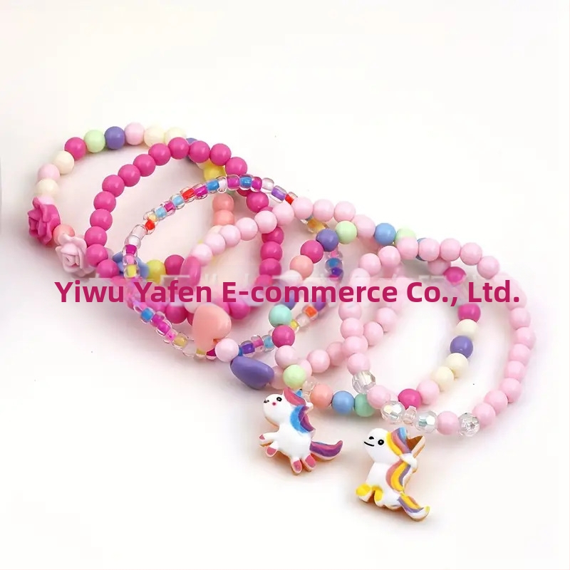 Akrilo rankų darbo vienaragio apyrankė su karoliukais vaikams