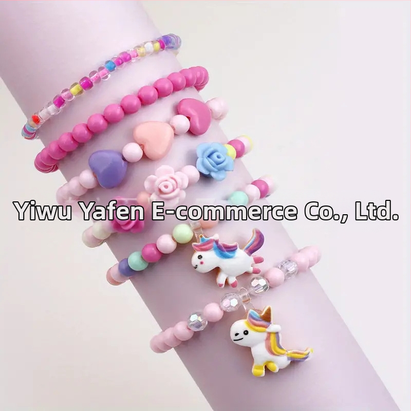 Akrylový ručne vyrobený náramok s jednorožcom a korálkami pre deti