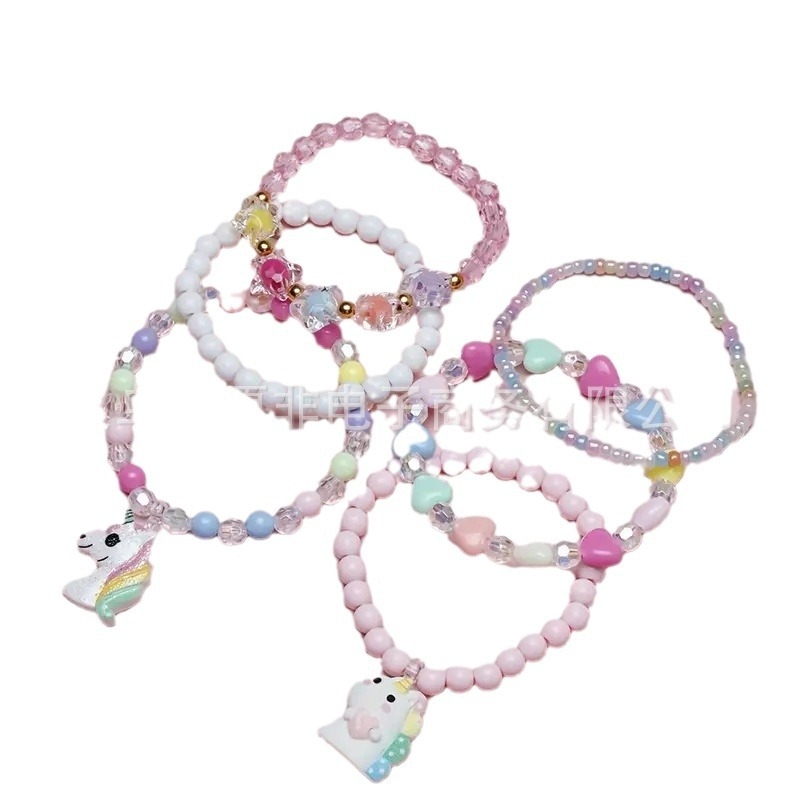 Ακρυλικό Χειροποίητο βραχιόλι με μονόκερο και χάντρες για παιδιά