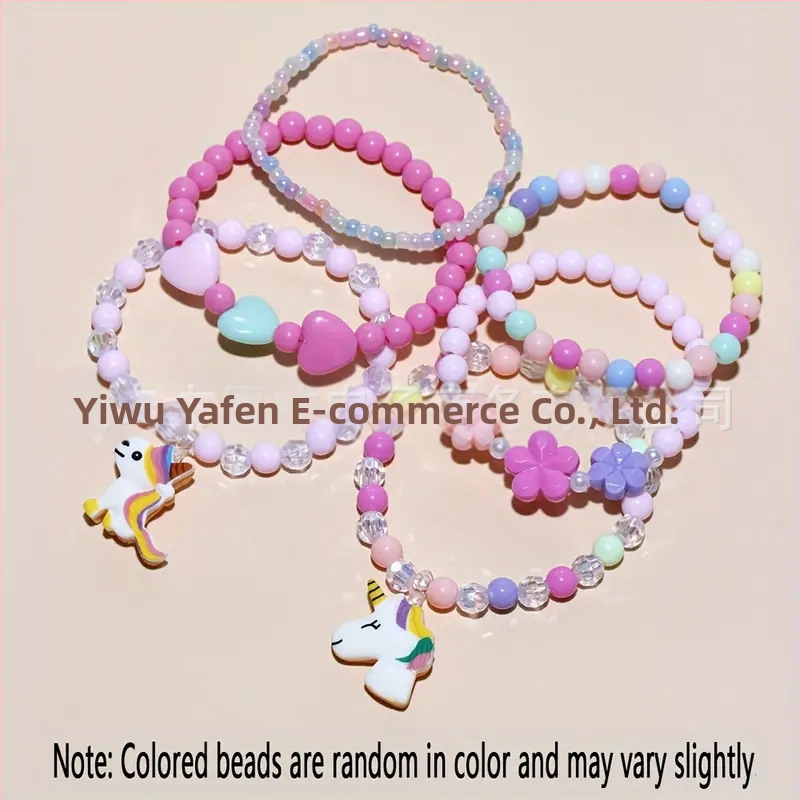 Akrilo rankų darbo vienaragio apyrankė su karoliukais vaikams