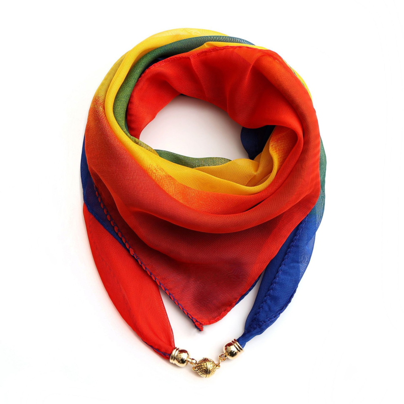 Τετράγωνος φουλάρι από σιφόν με warp-knit ύφανση, εκτυπωμένο πολυεστερικό ύφασμα, ευέλικτο αξεσουάρ γραφείου, Άνοιξη 2024