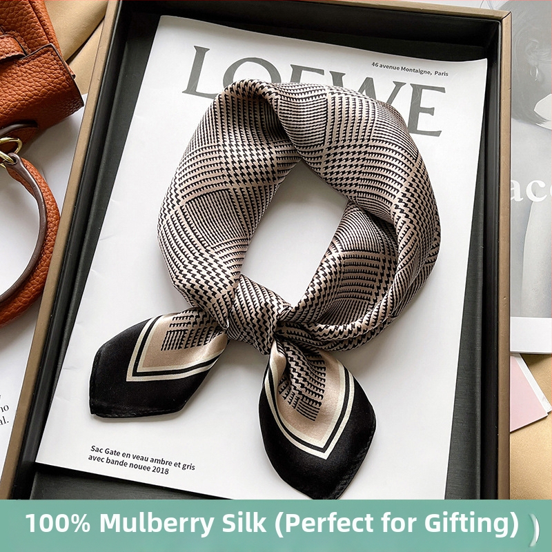 Valley of Beauty šilko šalikas, mažas kvadratas, paprasta audinys, spauda, ruduo