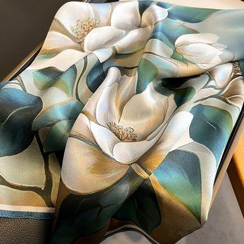 Mulberry šilko kvadratinis šalikas – Spaudintas raštas, paprasta audinys, Tie-Dye, 2024 m. pavasaris, kilmė Hangzhou