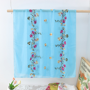 Siuvinėtas šalikėlis iš medvilnės ir lino su kanapių pluoštu, twill audinys, bohemiškas etninio stiliaus, pavasaris