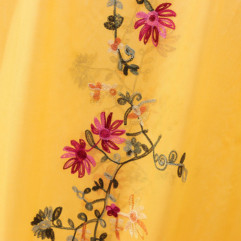 Siuvinėtas šalikėlis iš medvilnės ir lino su kanapių pluoštu, twill audinys, bohemiškas etninio stiliaus, pavasaris