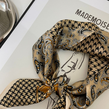 Mulberry šilko kvadratinė šalikas, houndstooth raštas, 100% šilkas, visoms sezonomoms