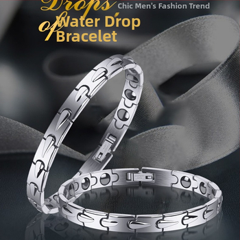 Vyrinė magnetinė apyrankė iš titano plieno, lašinio formos dizainas, auksą įmontuotas, Korėjos stilius