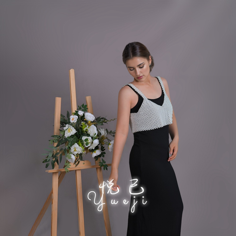 Top camisole cu mărgele, împletit manual | Material: nylon-silk | Țesătură: twill | Model: solid | Vara 2024