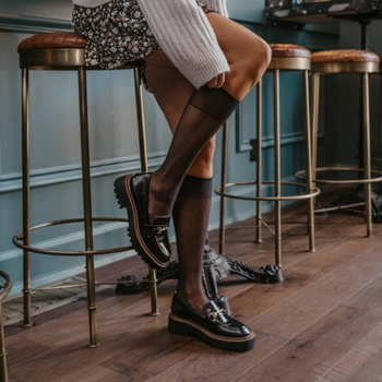 Γυναικείες υπερλεπτές κάλτσες γάμπας, JK στυλ, μεσαίο μήκος, μονόχρωμο σχέδιο, νάιλον 10D, UV προστασία