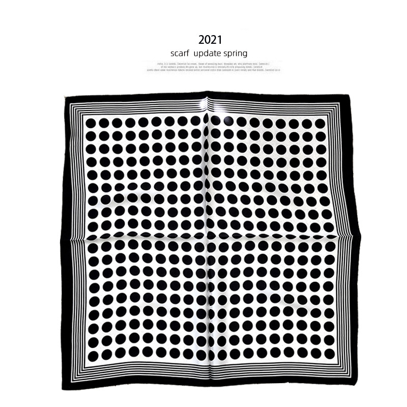 Šilko šalis – Mulberry šilkas, taškuotas modelis, lygi audinys, spauda, kvadrato forma