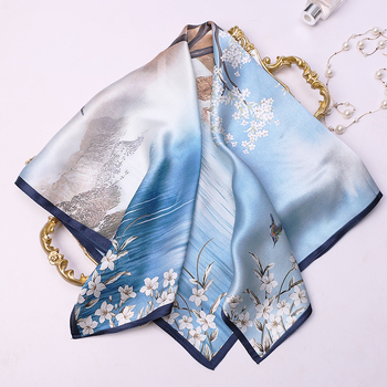 Šilkinė kvadratinė šalikė, 100% šilkas, paprastas audimas, vasaros aksesuaras