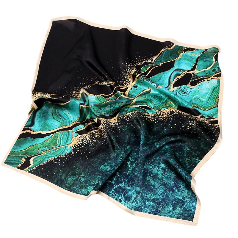 Șal pătrat din mătase, 100% mătase, țesătură simplă, accesoriu de vară