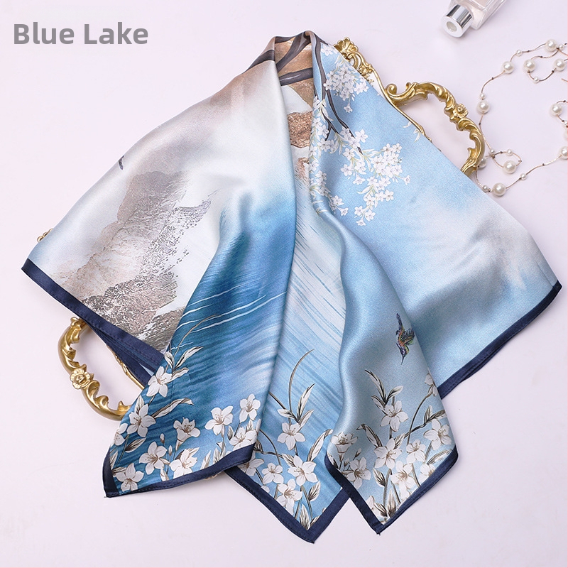 Šilkinė kvadratinė šalikė, 100% šilkas, paprastas audimas, vasaros aksesuaras