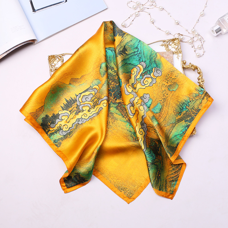 Šilkinė kvadratinė šalikė, 100% šilkas, paprastas audimas, vasaros aksesuaras