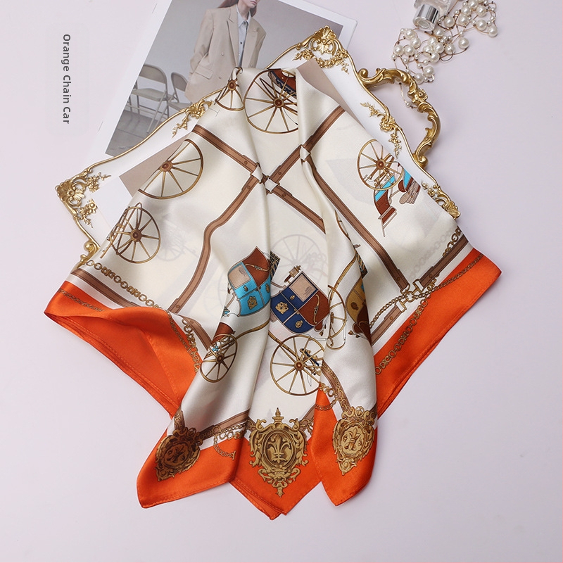 Šilkinė kvadratinė šalikė, 100% šilkas, paprastas audimas, vasaros aksesuaras