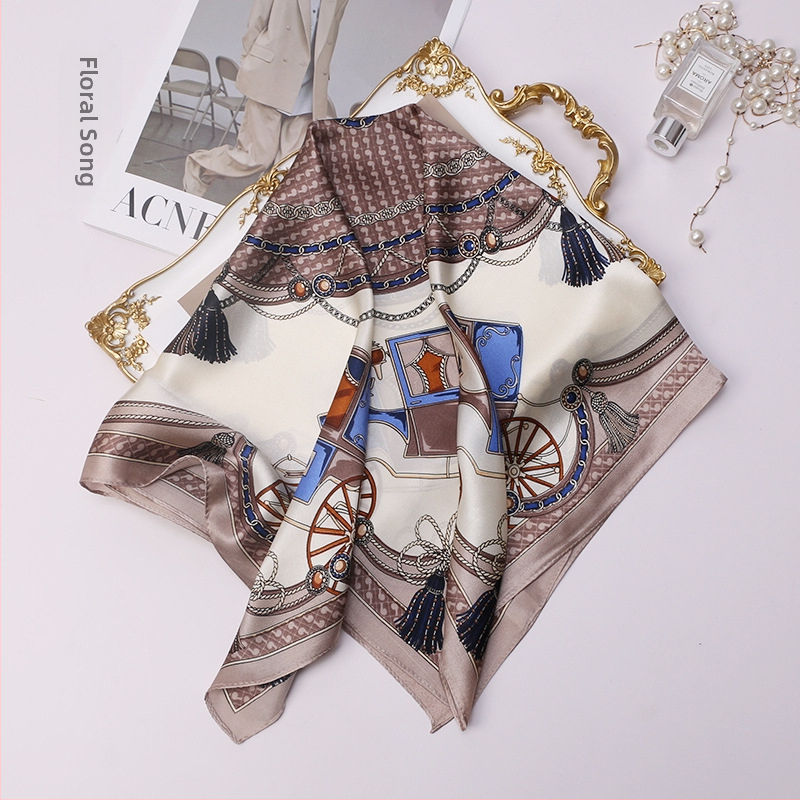 Šilkinė kvadratinė šalikė, 100% šilkas, paprastas audimas, vasaros aksesuaras