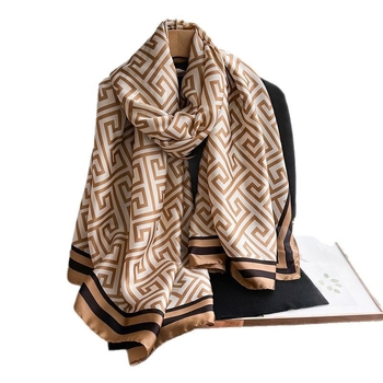 Vidutinio ilgio dirbtinio šilko šalikėlis, elegantiškas, universalus, aukštos kokybės, su tie-dye apdaila