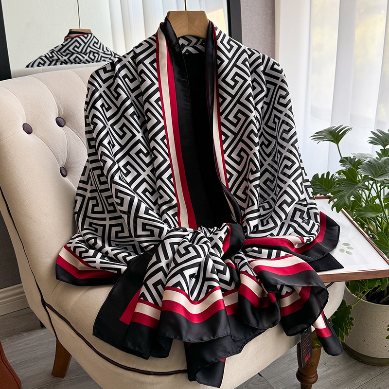 Eșarfă din mătase artificială, lungime medie, elegantă, versatilă, de înaltă calitate, finisaj tie-dye