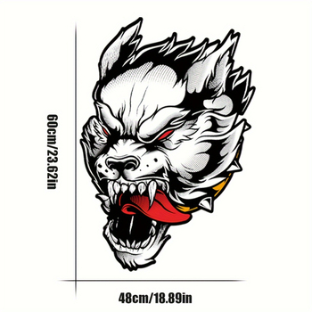 Naljepnica za karoseriju automobila – velika glava vuka s crvenim očima; Marka: Sanxu; Materijal: naljepnice; Ugradnja: ljepilo