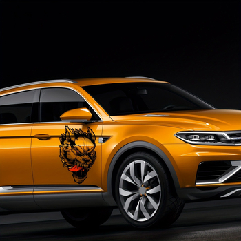 Naljepnica za karoseriju automobila – velika glava vuka s crvenim očima; Marka: Sanxu; Materijal: naljepnice; Ugradnja: ljepilo