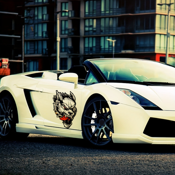 Naljepnica za karoseriju automobila – velika glava vuka s crvenim očima; Marka: Sanxu; Materijal: naljepnice; Ugradnja: ljepilo