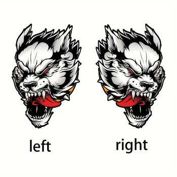 Naljepnica za karoseriju automobila – velika glava vuka s crvenim očima; Marka: Sanxu; Materijal: naljepnice; Ugradnja: ljepilo