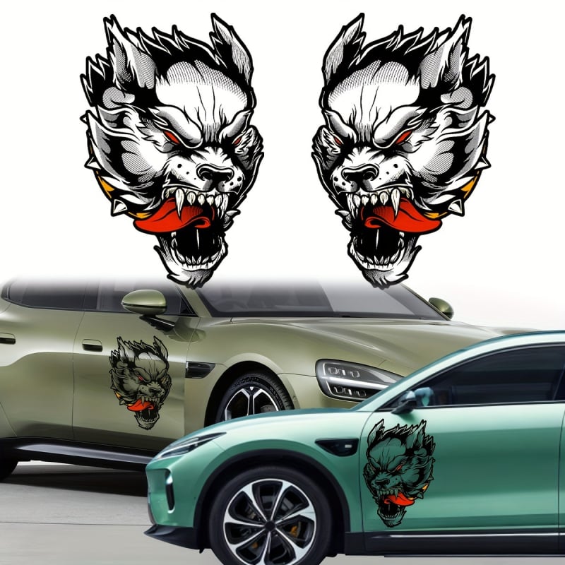 Naljepnica za karoseriju automobila – velika glava vuka s crvenim očima; Marka: Sanxu; Materijal: naljepnice; Ugradnja: ljepilo