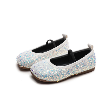 Παπούτσια για κορίτσια, στυλ πριγκίπισσας — βελούδινο άνω μέρος, μαλακή σόλα, κλείσιμο με ελαστική ταινία, μοτίβο πουά, πάτος PU