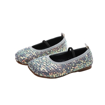 Παπούτσια για κορίτσια, στυλ πριγκίπισσας — βελούδινο άνω μέρος, μαλακή σόλα, κλείσιμο με ελαστική ταινία, μοτίβο πουά, πάτος PU