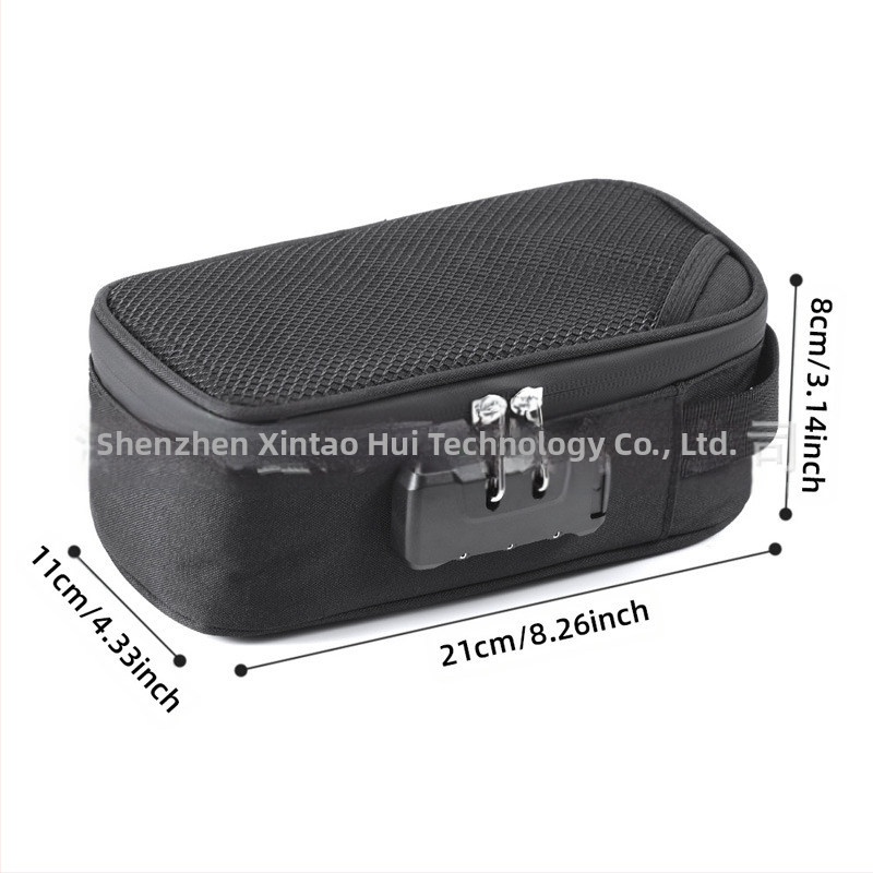 Cestovná úložná kazeta v tvare kocky so zámkom s kombináciou a filtrom na odstraňovanie zápachu pre príslušenstvo na fajčenie (polyester, model CL109)